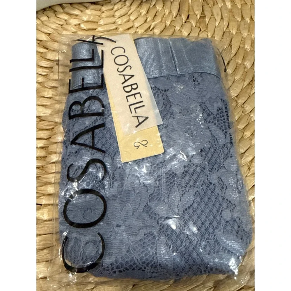 Cosabella Never Say Never Sports Brief Blue‎ Diamond Lace Men's Size L NWT